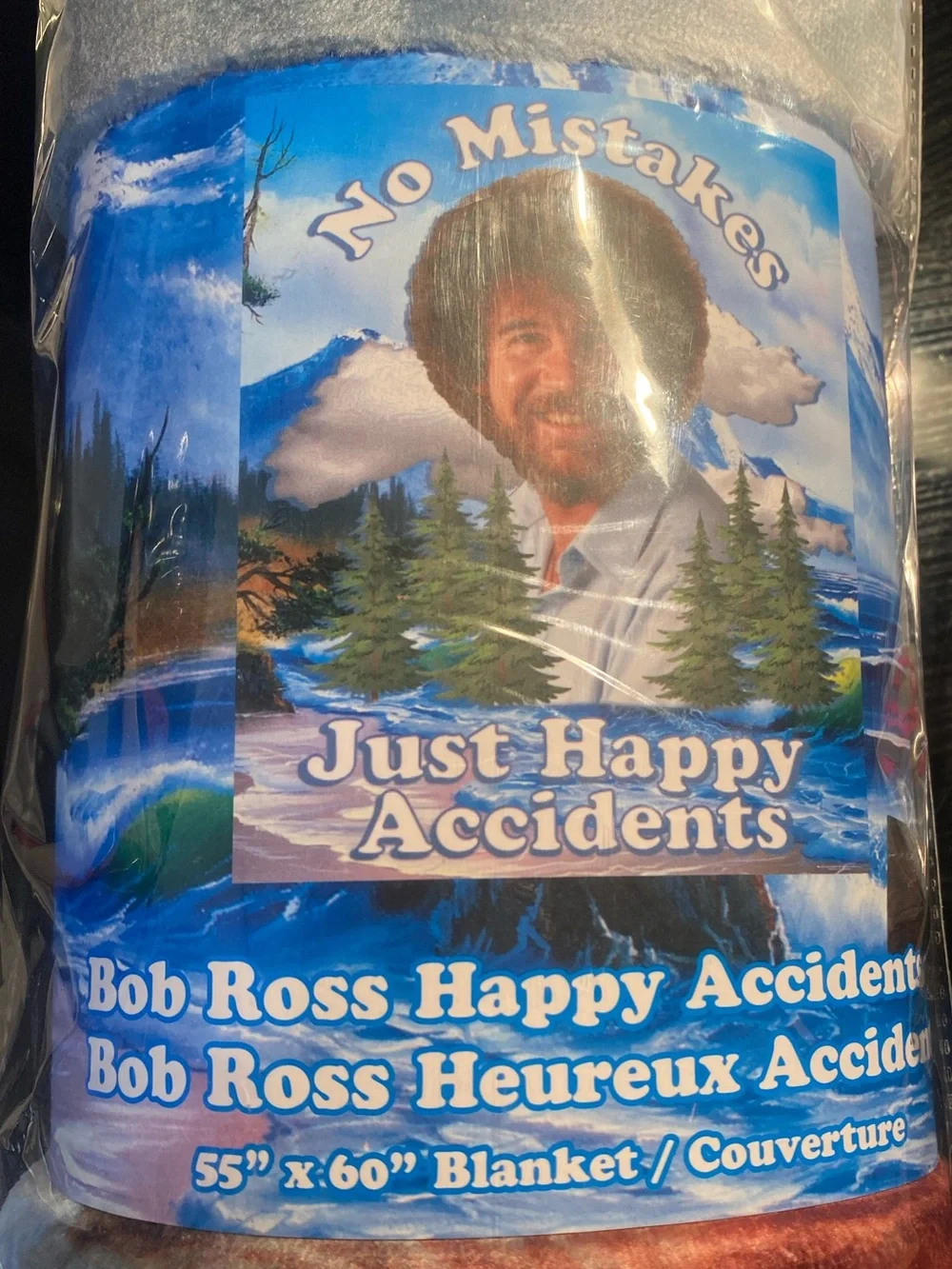 Bob Ross Just Happy Accidents Blanket and Talking Keychain Set